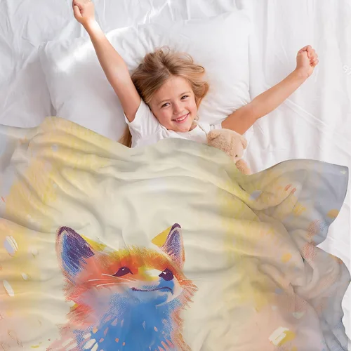 Miniatura 4 de Manta de zorro – Forro polar de felpa suave para niños, bonita decoración de zorro rojo, 50 x 40 pulgadas