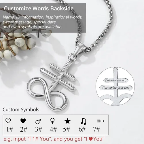 Miniatura 92 de PROSTEEL Satanic Jewelry Upside Down Cross Necklace for Men Women, 316L Stainless Steel/925 Sterling Silver Inverted Cross/Leviathan Cross Pendant
