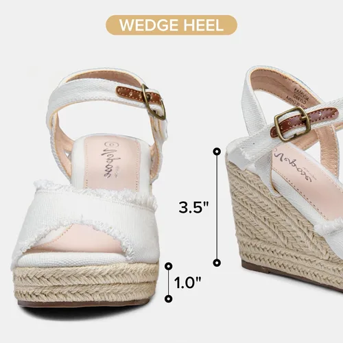 Miniatura 3 de Vepose Sandalias de cuña 80 alpargatas para mujer, sandalias de plataforma de tacón alto y hebilla de tobillo
