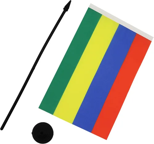 Miniatura 250 de AZ FLAG Sierra Leone Bandera de mesa 5'' x 8'' - Bandera de escritorio de Sierra Leona 21 x 14 cm - Bastón y base de plástico negro