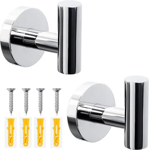 Miniatura 16 de Ganchos para toallas de baño, para bata de baño, gancho de pared negro mate, gancho de pared de acero inoxidable resistente para colgar puerta