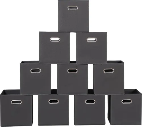 Miniatura 44 de Contenedores de almacenamiento de tela, organizadores de tela con asa, cubos plegables para almacenamiento de tela o accesorios, 11 x 11 x 11 Naranja