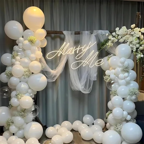 Miniatura 7 de Paquete de 150 globos blancos de diferentes tamaños, 18, 12, 10, 5 pulgadas, kit de arco de guirnalda de globos de fiesta de cumpleaños, baby