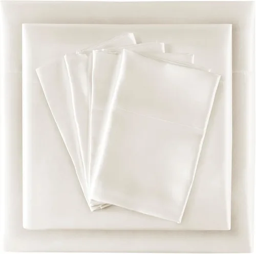Miniatura 193 de Madison Park Essentials - Juego de sábanas de satén de lujo y sedoso con brillo natural, bolsillo elástico de 14 pulgadas para colchones de hasta 16