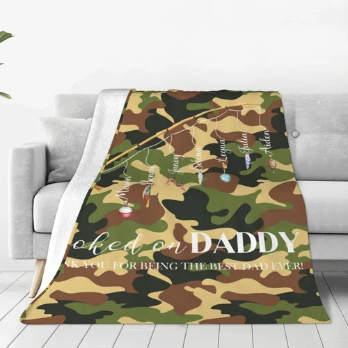 Miniatura 17 de Manta personalizada para papá con nombres de niños de 1 a 10 años, manta con texto en inglés "Thank You for Being The Best Dad Ever", para el Día