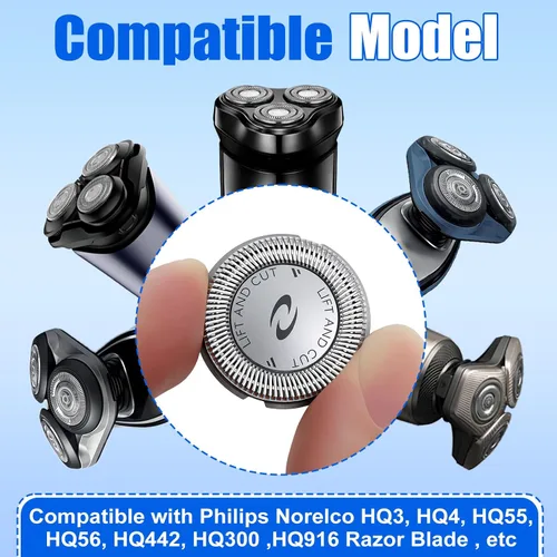 Miniatura 5 de Poweka HQ56 - Cabezales de afeitar de repuesto para HQ3 HQ4 HQ55 HQ56 HQ6, compatible con Philipss Norelcos HQ300 HQ442 HQ916 HS190 HQ6990