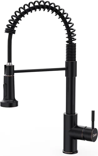 Miniatura 25 de GIMILI Grifo de cocina con pulverizador desplegable orificio único grifo de fregadero de acero inoxidable, adecuado para granjas, RV, lavandería