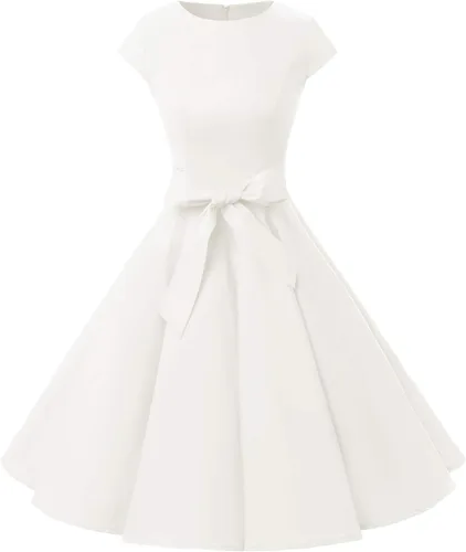 Dressystar - Vestidos clásicos de fiesta con mangas casquillo, estilo Rockabilly y retro de la década de 1950