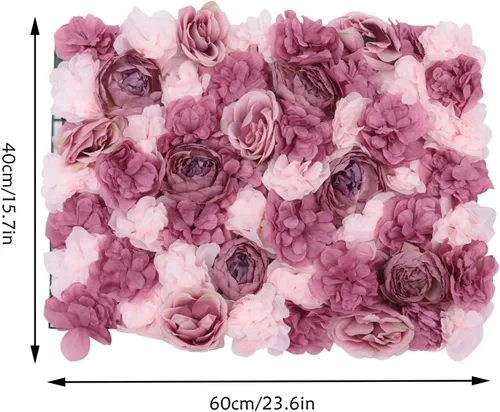 Miniatura 6 de OUKANING Paquete de 6 paneles de pared de rosas artificiales de seda para fiestas, bodas, flores, telón de fondo de pared para escenario del hogar