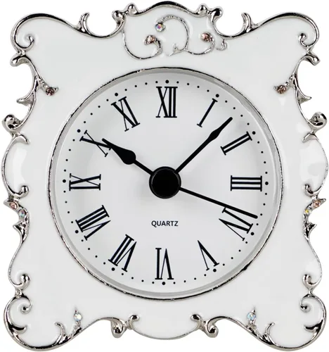 Miniatura 11 de NIKKY HOME - Reloj de mesa mini de cuarzo peltre vintage con cristal brillante de strass, 2.87 x 1.37 x 3.87 pulgadas, Aqua