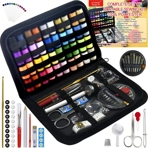 Kit de costura con estuche, suministros de costura portátiles para viajeros en casa, adultos, principiantes, emergencias, contiene 40 hilos de