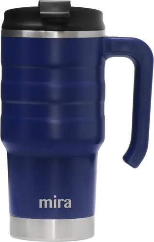 MIRA Taza de viaje aislada de 20 onzas, taza de café de acero inoxidable con tapa abatible y asa a prueba de derrames, vaso para automóvil