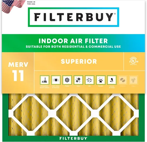 Miniatura 16 de Filterbuy Filtro de aire 8x14x1 pulgadas MERV 11 Defensa Superior contra Mascotas y Alergias (Paquete de 1), Filtros de Repuesto Electrostáticos