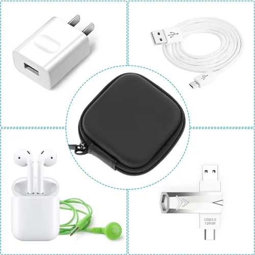 Miniatura 6 de Estuche para auriculares, Estuche para auriculares Cridoz de EVA con mosquetón de acero inoxidable para auriculares inalámbricos, Organizador