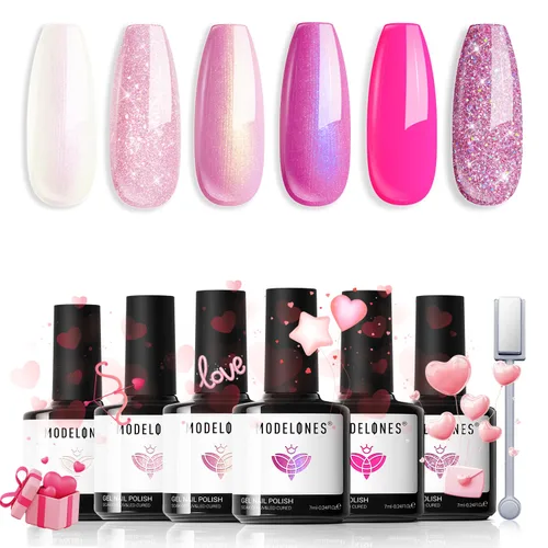 Miniatura 29 de modelones Juego de esmalte de uñas de gel, 0.5 onzas líquidas, base sedosa mejorada y capa superior extra brillante, transparente, no se limpia