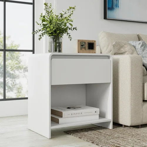 Miniatura 11 de Wood Nightstand Set of 2, Modern Bedside Table with Grille Design, End Side Table with 2 Drawers Storage for Living Room, Bedroom, Oak