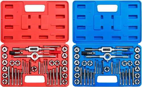 Miniatura 9 de EFFICERE Juego de 40 piezas de roscas y troqueles de alta calidad, roscas métricas M3, M4, M5, M6, M7, M8, M10, M12, ambos tipos gruesos y finos
