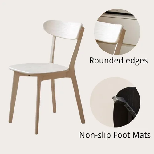 Miniatura 5 de Sillas de Comedor de Roble, Sillas de Cocina, Silla de Comedor Moderna de Madera Maciza 100% con Respaldo Curvo, Silla de Comedor para Cocina, Sala