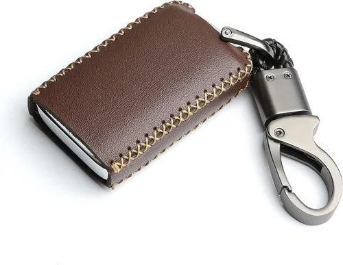 Miniatura 5 de Funda de cuero para Mazda 3 Hatchback CX-5 CX-30 CX-9, llavero inteligente de 4 botones, con cadena (Marrón)