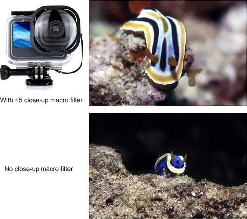 Miniatura 6 de Paquete de 4 filtros de buceo para carcasa protectora GoPro Hero13, apto para Hero 13, 12, 11, 10, 9, 8, carcasa oficial negra, filtros subacuáticos