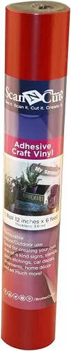 Brother ScanNCut - Rollo de vinilo adhesivo CAVINYLRD, rojo de 12 pulgadas x 6 pies, vinilo autoadhesivo para proyectos de vinilo de bricolaje, arte