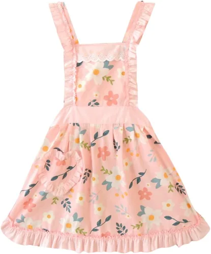 CRB Fashion Delantal para mujeres para cocinar y hornear | Delantales de chef de cocina para damas, mujer, con bolsillo Floral rosa