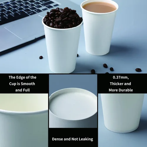 Miniatura 2 de Vasos de papel de 8 onzas, paquete de 300 unidades, duraderos, a prueba de fugas, seguros para bebidas calientes o frías, tazas de café de papel