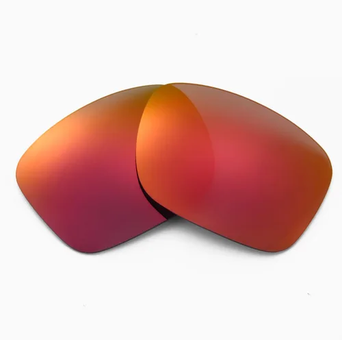 Miniatura 3 de Walleva Dos pares de lentes polarizadas de repuesto para gafas de sol Oakley Holbrook - azul hielo + rojo fuego, Revestimiento de espejo rojo fuego