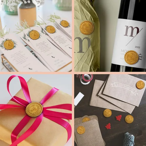 Miniatura 5 de 100 calcomanías adhesivas de cera con letra M dorada, hechas a mano, sin necesidad de sellar, rasgar y usar calcomanías de cera para invitaciones