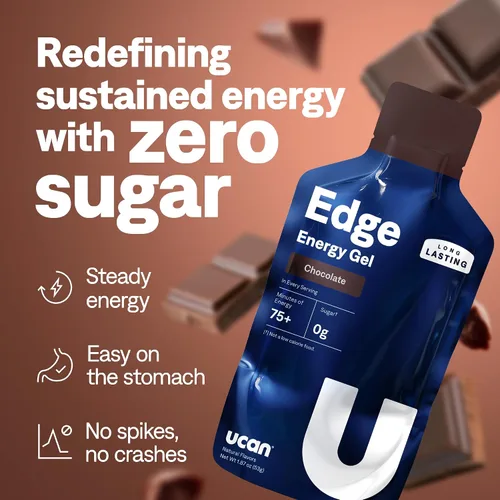 Miniatura 2 de UCAN Edge Energy Gel Shots, chocolate (12 paquetes de 2 onzas) para correr, entrenamiento, ejercicios, fitness, ciclismo, crossfit Sin azúcar