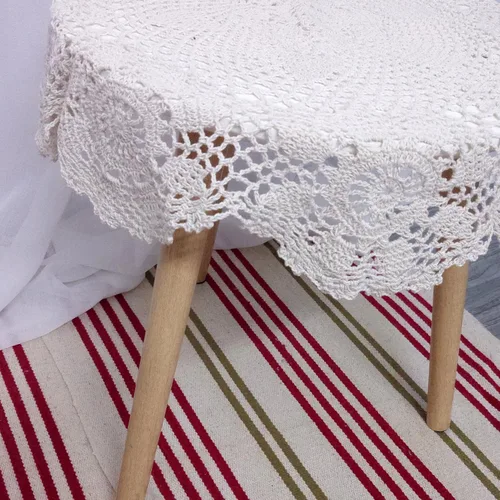 Miniatura 3 de Laivigo Tapabocas redondos hechos a mano con encaje de ganchillo, 24 pulgadas, color beige