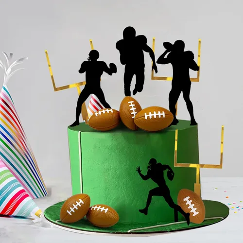 Miniatura 5 de 24 piezas de decoración de pasteles de fútbol para jugadores de pelota de rugby para fiesta de cumpleaños temática de fútbol, suministros de fiesta