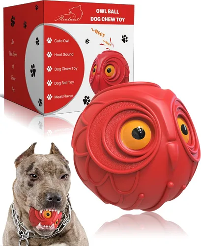 Miniatura 8 de Pelota Giggle para Perros Juguetes de Búho para Masticadores Agresivos Regalo para Perro Pelota de Goma Natural Búho Lindo Hoot Perro Mediano Grande