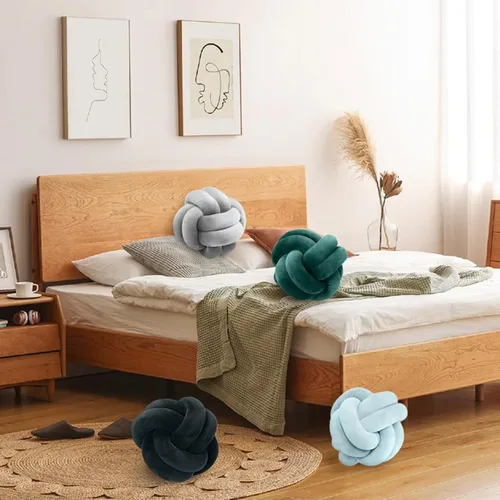 Miniatura 5 de Almohada corta de felpa con nudo, cojín de cintura para decoración del hogar, cojín de felpa para sofá, automóvil o decoración de oficina