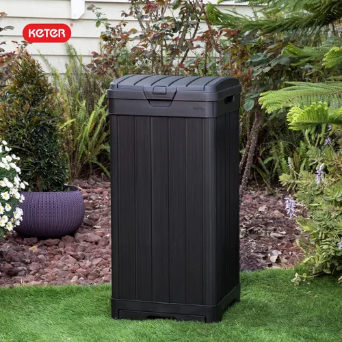 Miniatura 12 de Keter Baltimore - Bote de basura de resina de 38 galones para cocina al aire libre con tapa y bandeja de goteo para una fácil limpieza, perfecto
