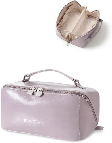 Miniatura 70 de EACHY Bolsa de Maquillaje de Viaje, Bolsas de Cosméticos de Gran Capacidad para Mujeres, Bolsa Portátil Impermeable que se Abre Plana, Bolsa de Aseo