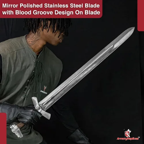 Miniatura 4 de Armory Replicas™ Colección de espadas de acero de Damasco vikingo y anglosajón de espada completa