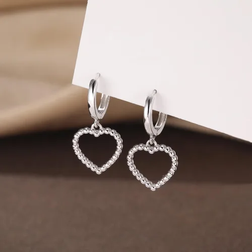 Miniatura 4 de SLUYNZ Aretes de aro de plata de ley con forma de corazón para mujer, aretes de aro pequeños con forma de corazón