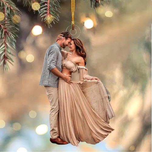 Nazenti Adorno de Navidad personalizado para árbol de pareja, adornos de fotos, bonito diseño