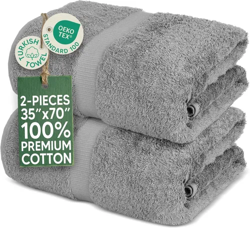 Miniatura 46 de Towel Bazaar Toallas Turcas de Algodón Premium Súper Suaves y Absorbentes (Juego de 2 Toallas de Baño Grandes, Blanco)