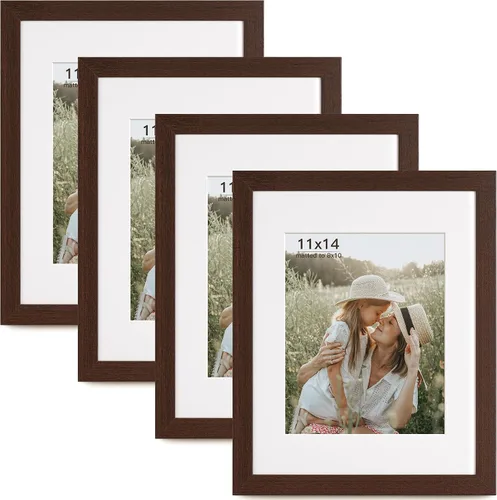 Miniatura 11 de Momentworth Portarretratos de 4 x 6 pulgadas con paspartú para 3.5 x 5 pulgadas, marcos de fotos con grano de madera negra envejecida para pared