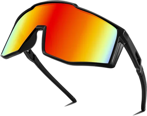 FEISEDY Gafas de sol deportivas para jóvenes, adolescentes y adultos, gafas de sol para ciclismo, béisbol y tenis, gafas de sol para hombres y rojo