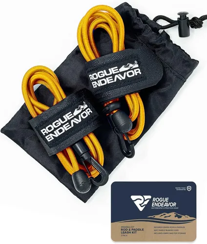 Rogue Endeavor® Juego de 2 correas de caña y correa de remo, juego de 2, pesca en kayak y embarque de remo, cuerda elástica de 48 pulgadas, clip de