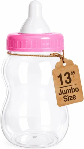 Miniatura 9 de Evershine Banco de biberones de plástico, banco de ducha de bebé rellenable azul de 13 pulgadas, centro de mesa de botella de plástico Jumbo Baby