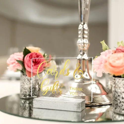 Miniatura 5 de Yulejo 2 letreros acrílicos de boda para ceremonia y recepción, por favor firme el libro de visitas, tarjetas de recepción de boda y letreros