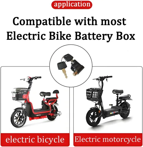 Ebike - Cerradura de batería para bicicleta, cerradura de seguridad para caja de batería eléctrica, cilindro de seguridad antirrobo portátil para