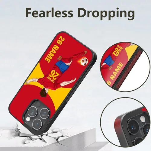 Miniatura 3 de Fundas personalizadas con nombre y número de fútbol para iPhone 11, 12, 13, 14, 15, 16 Pro Max Plus Mini Xr Xs para Samsung Galaxy A03 A13 A53 A73