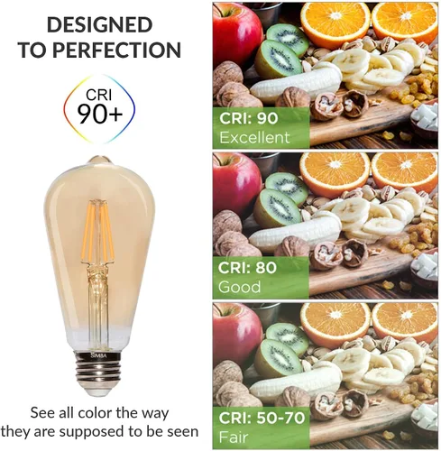 Miniatura 4 de Simba Lighting Bombillas LED Edison ST21 (ST64) de filamento vintage (ST64) (paquete de 6) de 6 W, regulable, equivalente a 60 W, vidrio ámbar
