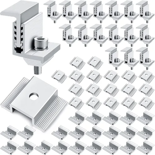 Soporte de panel solar de 1.06 pulgadas de aluminio con soportes de montaje, abrazaderas de 1.260-1.969 in, abrazaderas ajustables para panel de