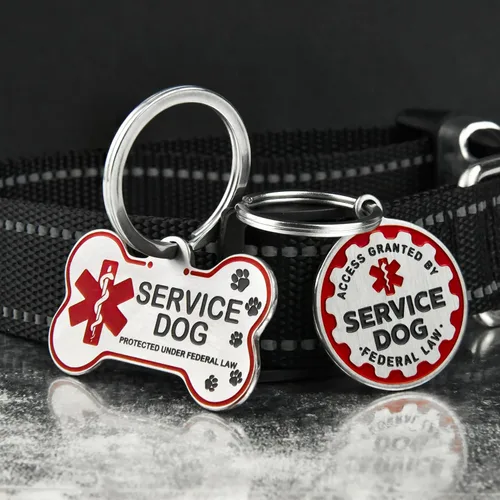 Miniatura 2 de Placa de identificación personalizada grabada para perros de servicio, placa de identificación personalizada de acero inoxidable para perros